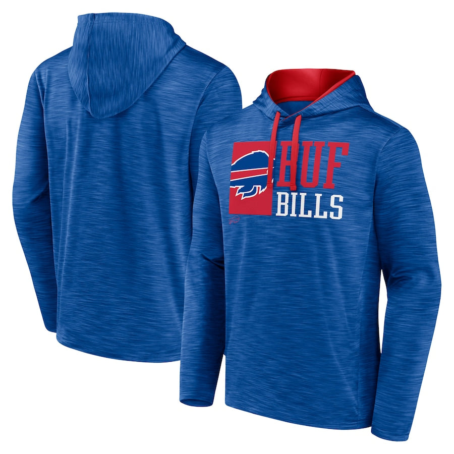 Royal Buffalo Bills Never Quit Pullover Hoodie