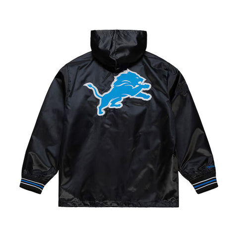 Mitchell & Ness Black Detroit Lions Downtown Satin Full-Snap Hooded Jacket