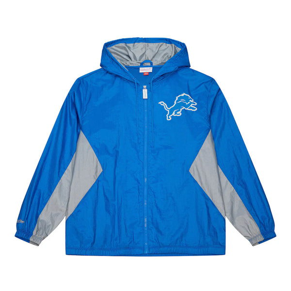 Mitchell & Ness Blue Detroit Lions Playmaker Full-Zip Windbreaker Jacket