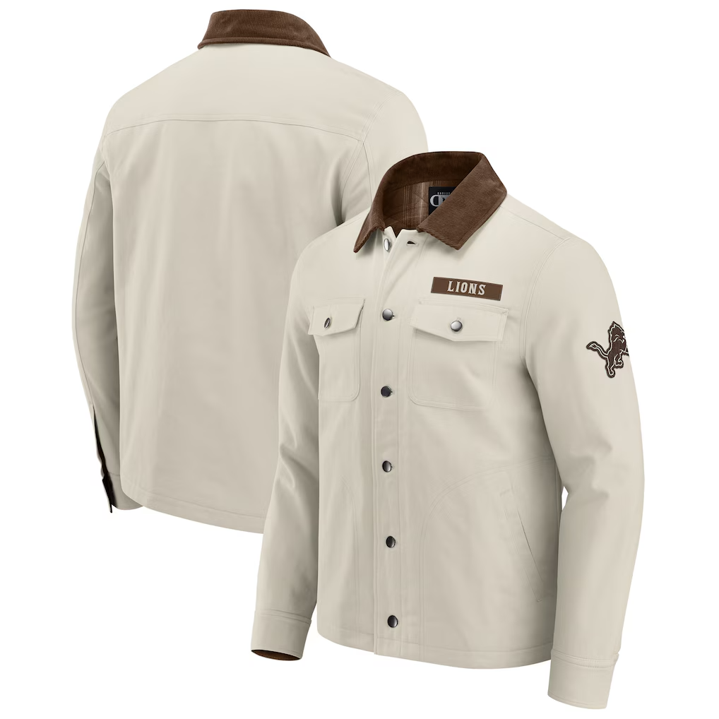 NFL x Darius Rucker Tan Detroit Lions Canvas Full-Button Jacket - Jackets - ["Canvas Full-Button Jacket","Canvas Jacket","Detroit Lions Canvas Full-Button Jacket","Detroit Lions Canvas Jacket","Full-Button Jacket","NFL x Darius Rucker Tan Detroit Lions Canvas Full-Button Jacket"]