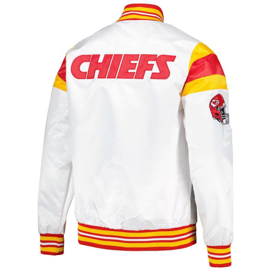 Men's Starter White Kansas City Chiefs Satin Full-Snap Varsity Jacket - jnjjackets