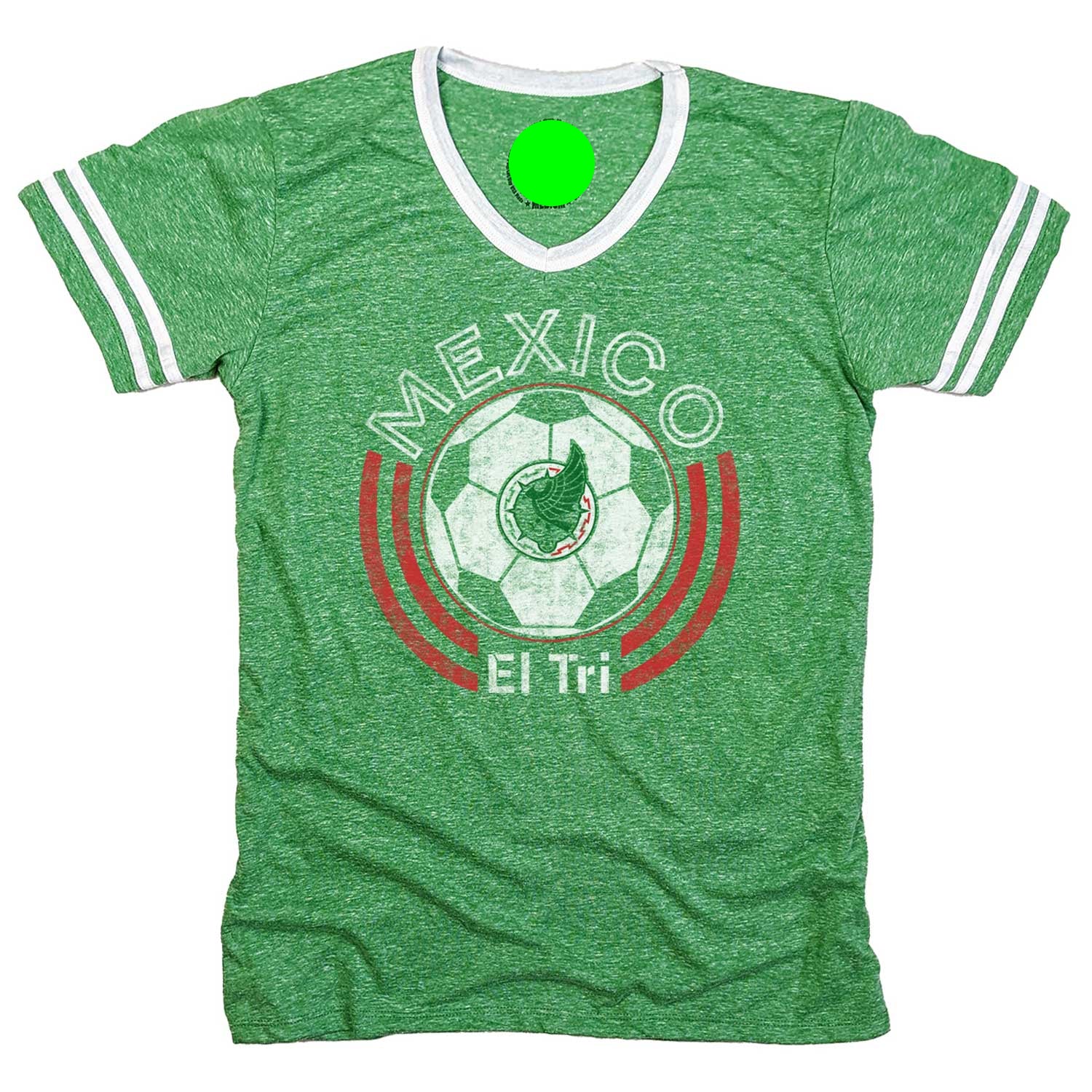 Mexico Soccer Ringer V-Neck T-Shirt - jnjjackets