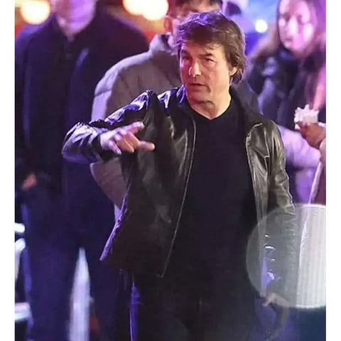 Tom Cruise Mission Impossible 8 Black Leather Jacket