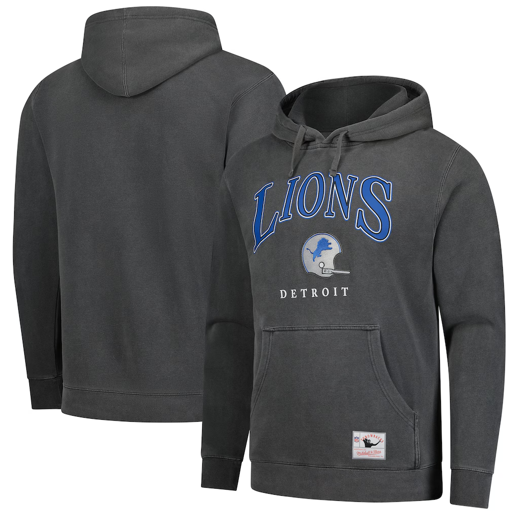 Mitchell & Ness Gray Detroit Lions Slot Pullover Hoodie - hoodie - Detroit Lions Pullover Hoodie, Gray Hoodie, Mitchell & Ness Gray Detroit Lions Hoodie, Mitchell & Ness Gray Detroit Lions Slot Hoodie