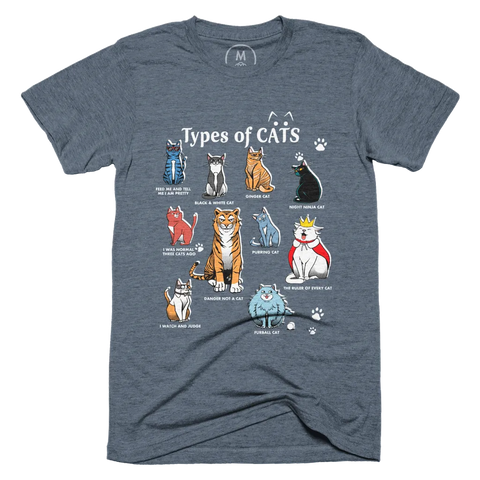 Types of Cats T-Shirt - jnjjackets