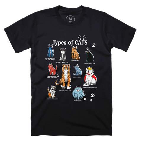 Types of Cats T-Shirt - jnjjackets