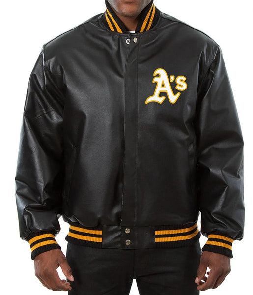 Varsity Oakland Athletics Black Leather Jacket
