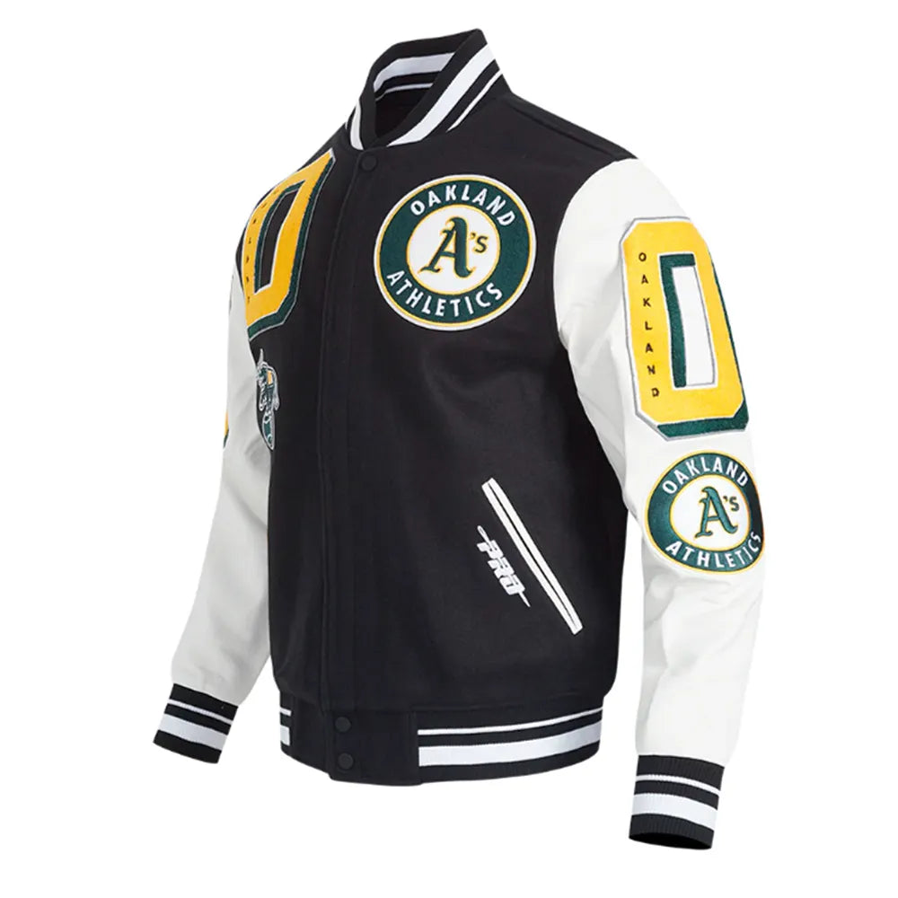 Oakland Athletics Mashup Black and White Varsity Jacket