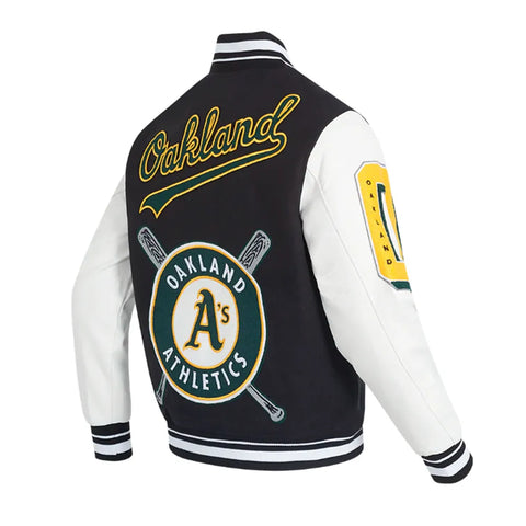 Oakland Athletics Mashup Black and White Varsity Jacket