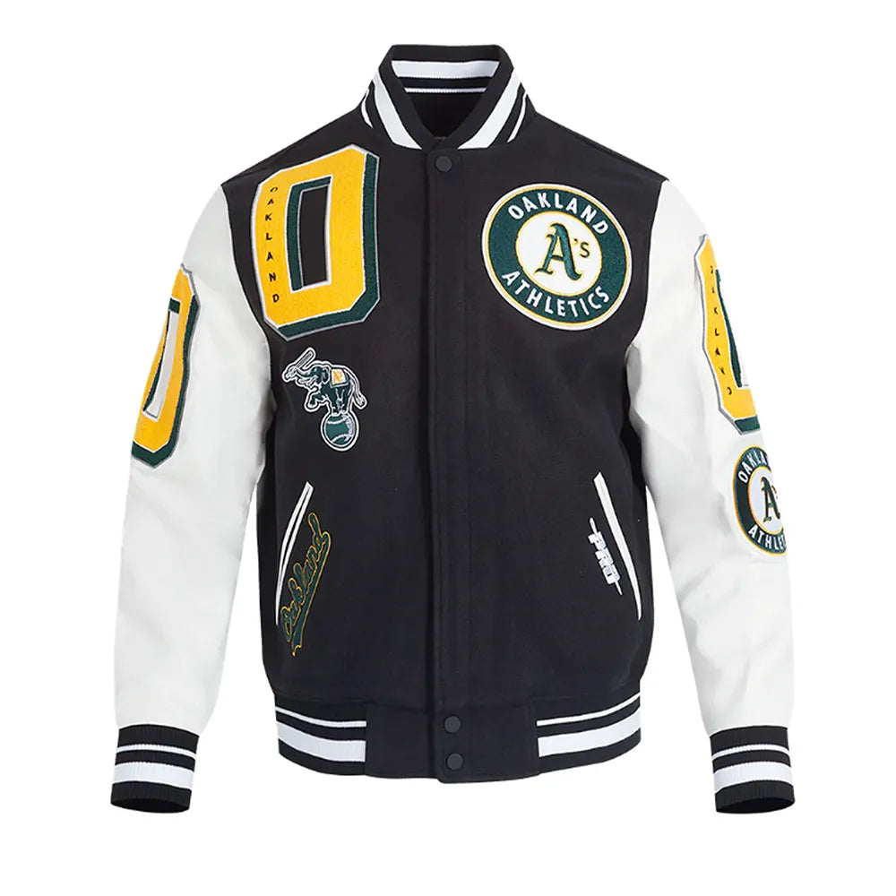 Oakland Athletics Mashup Black and White Varsity Jacket