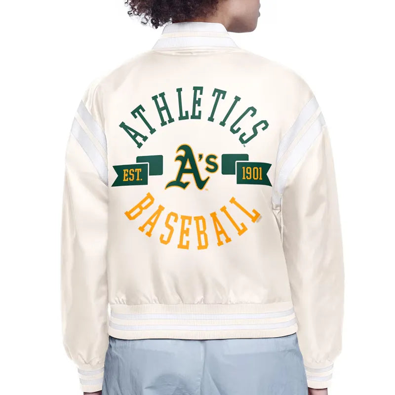 Oakland Athletics Printed Logo Varsity Satin Jacket