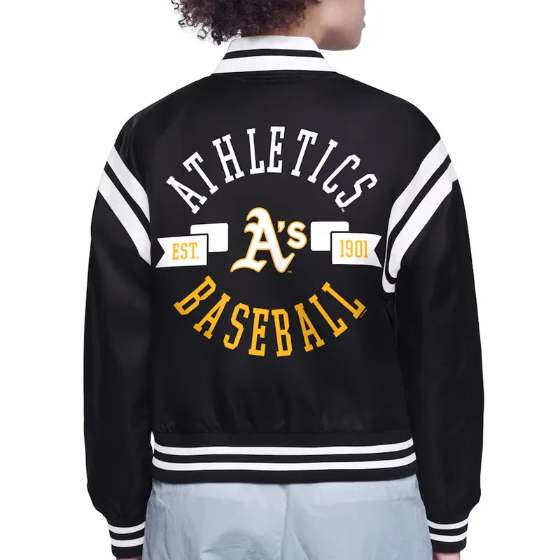 Oakland Athletics Printed Logo Varsity Satin Jacket