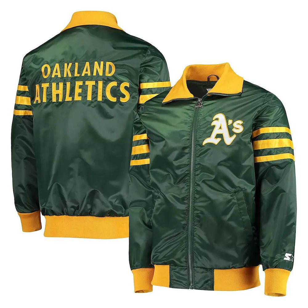 The Captain II Oakland Athletics Green Varsity Satin Jacket