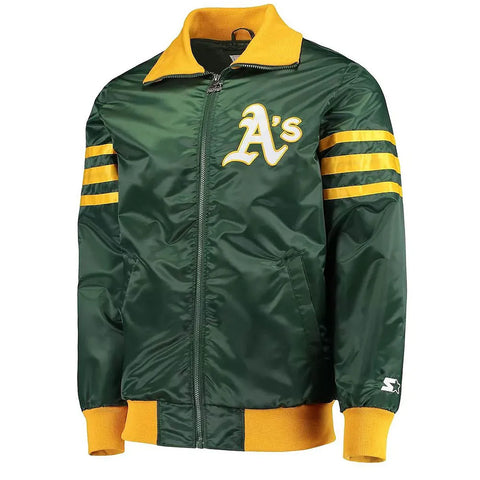 The Captain II Oakland Athletics Green Varsity Satin Jacket