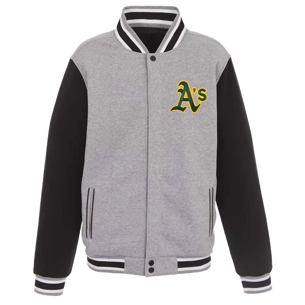 Oakland Athletics Gray and Black Varsity Wool Jacket