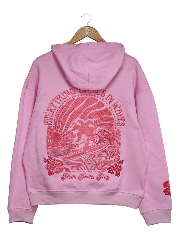 Pink Palm Puff Hoodie - JnJ Jackets