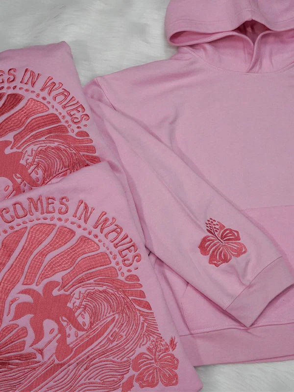 Pink Palm Puff Hoodie - JnJ Jackets