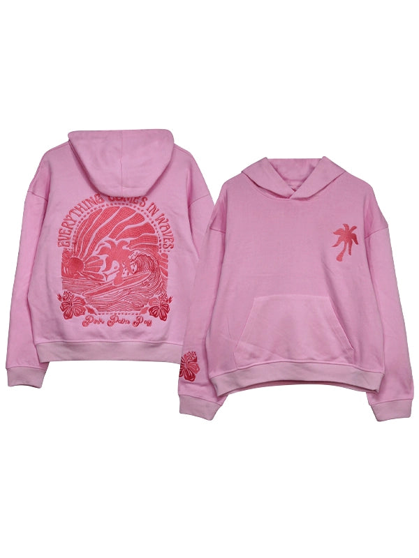 Pink Palm Puff Hoodie - JnJ Jackets