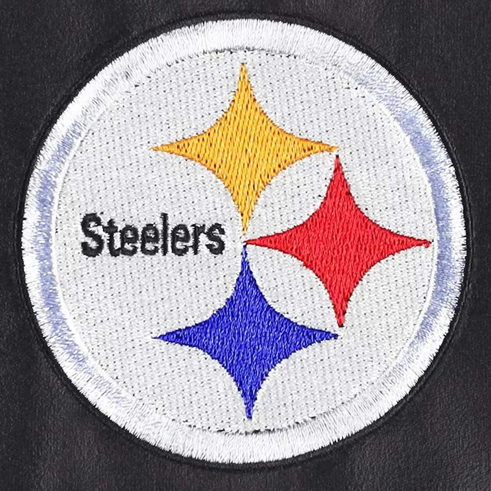 Black Pittsburgh Steelers Metallic Full-Snap Leather Jacket