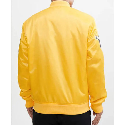 Pittsburgh Steelers Chest Hit Logo Yellow Satin Jacket