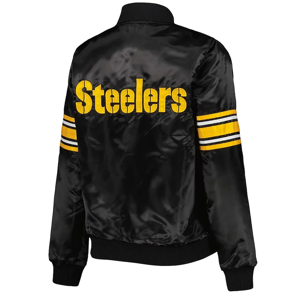 Pittsburgh Steelers Line Up Black Satin Jacket