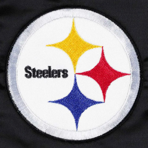 Pittsburgh Steelers Line Up Black Satin Jacket