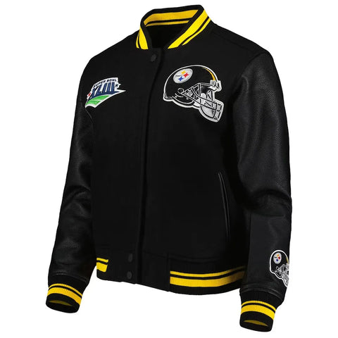 Mash Up Pittsburgh Steelers Black Varsity Jacket