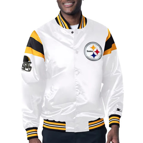 Pittsburgh Steelers Midweight White Satin Jacket