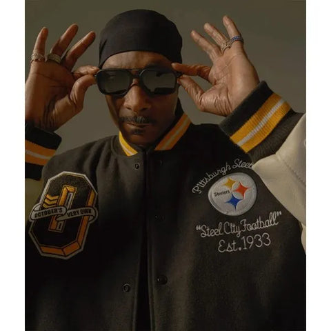 Pittsburgh Steelers Snoop Dogg OVO Varsity Jacket