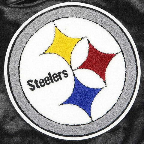 Pittsburgh Steelers Striped Heavyweight Black Satin Jacket - JnJ Jackets