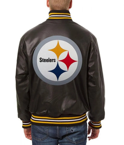 Varsity Pittsburgh Steelers Black Leather Jacket