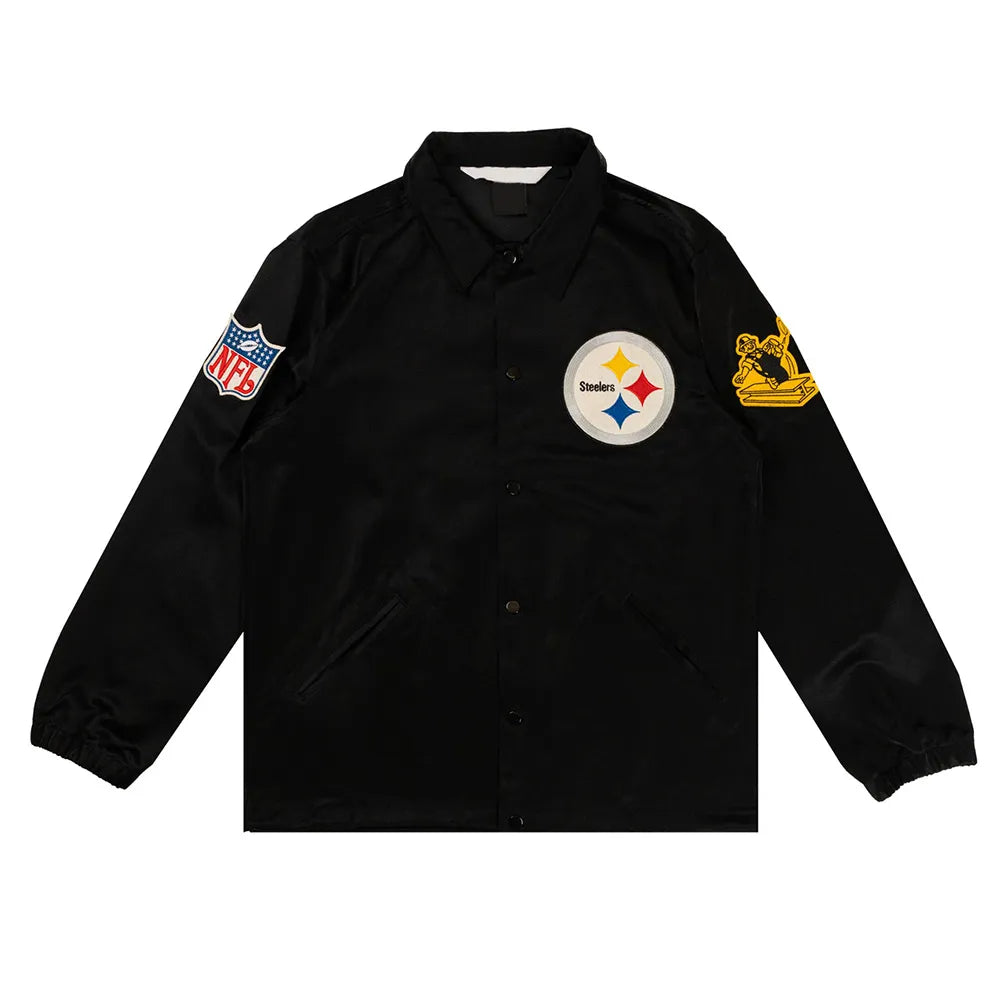 Pittsburgh Steelers Black Satin Windbreaker