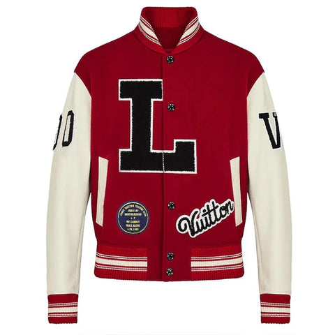 Pop Smoke Louis Vuitton Dreaming Red & Black Varsity Jacket - jnjjackets