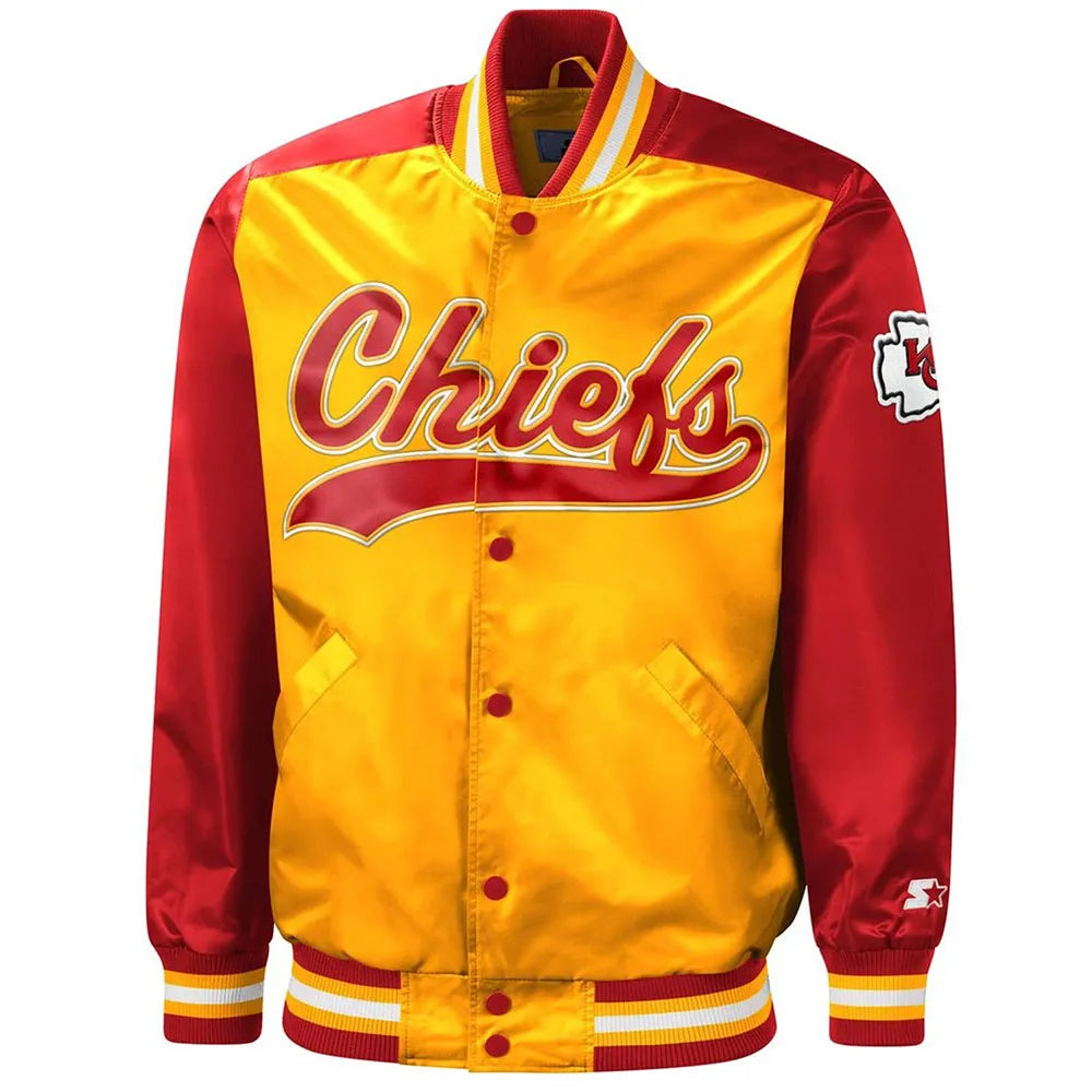 Tradition Kansas City Chiefs Red and Gold Varsity Satin Jacket