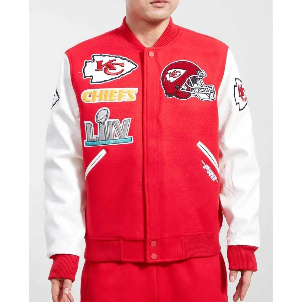 Kansas City Chiefs Logo Red and White Letterman Jacket