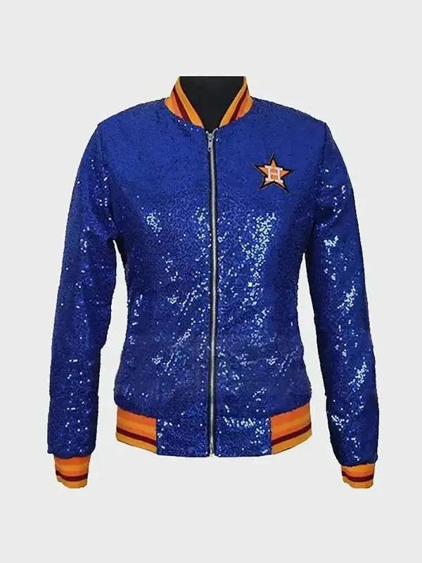 Bomber Houston Astros Sequin Blue Jacket - JnJ Jackets