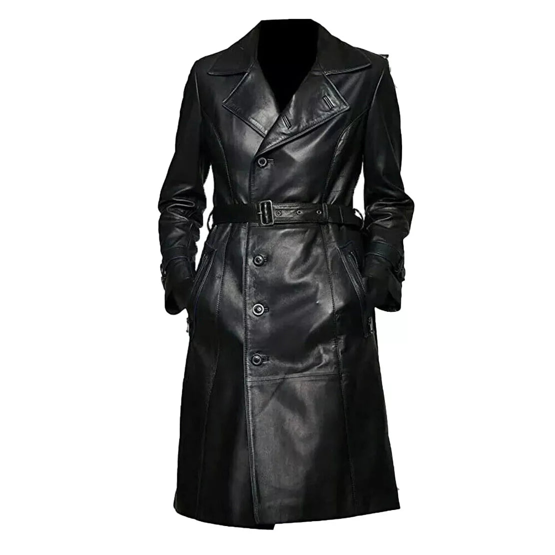 Women's Genuine Lambskin Winter Black Leather Long Jacket