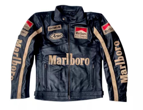 Marlboro Black Racing Leather Jacket