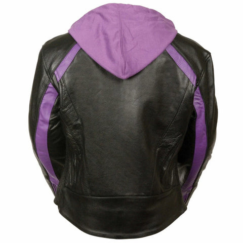 Striped Leather Jacket with Zip-Out Hoodie - jnjjackets
