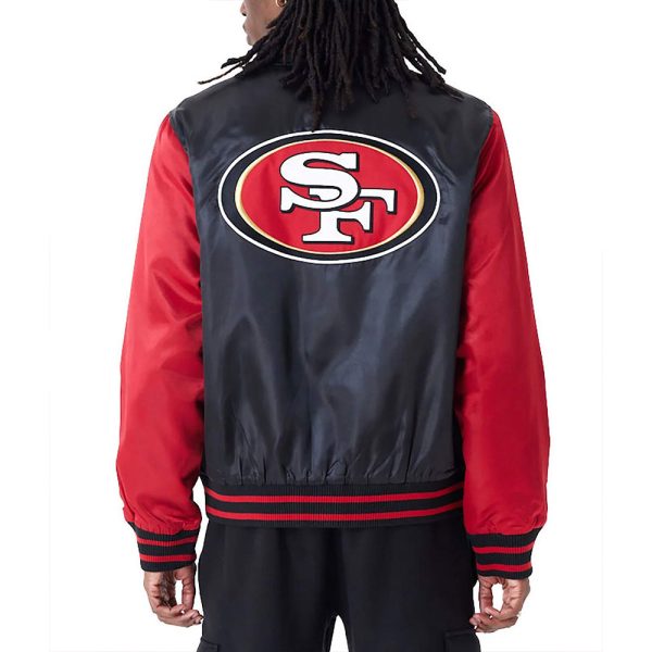 San Francisco 49ers Applique Black and Red Satin Jacket