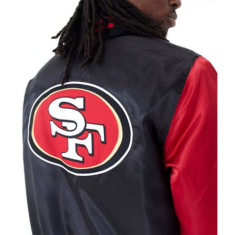 San Francisco 49ers Applique Black and Red Satin Jacket