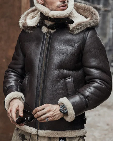 Sherpa Lined Leather Jacket