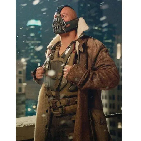 Bane The Dark Knight Rises Shearling Leather Coat