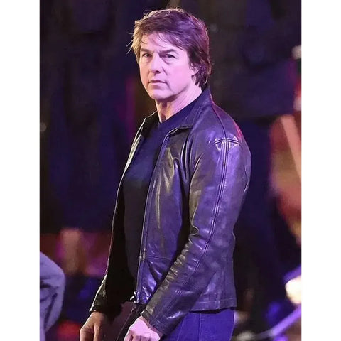 Tom Cruise Mission Impossible 8 Black Leather Jacket