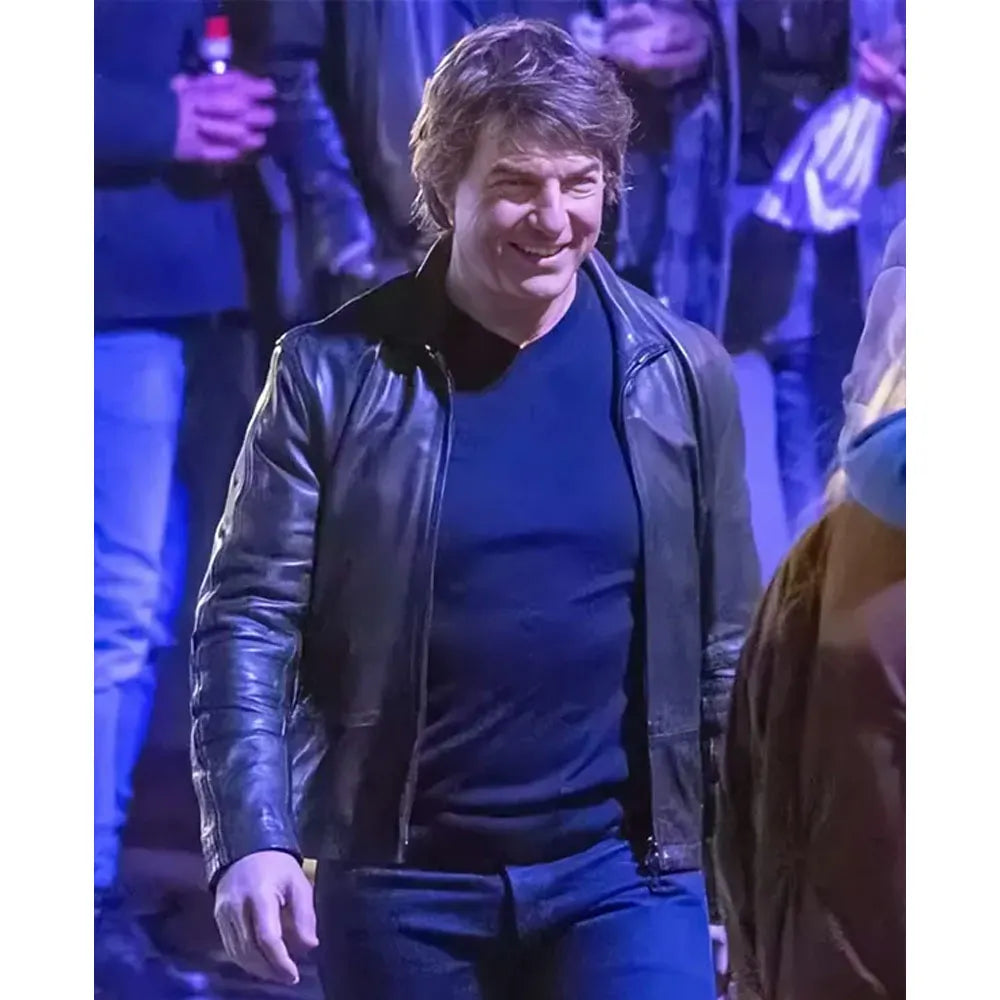 Tom Cruise Mission Impossible 8 Black Leather Jacket