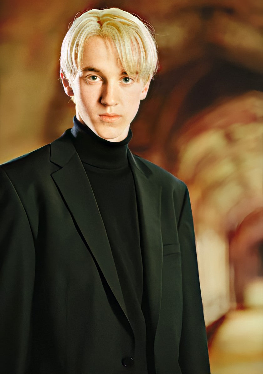Draco Malfoy Black Suit With high-neck, Shirt & Tie For Nicky