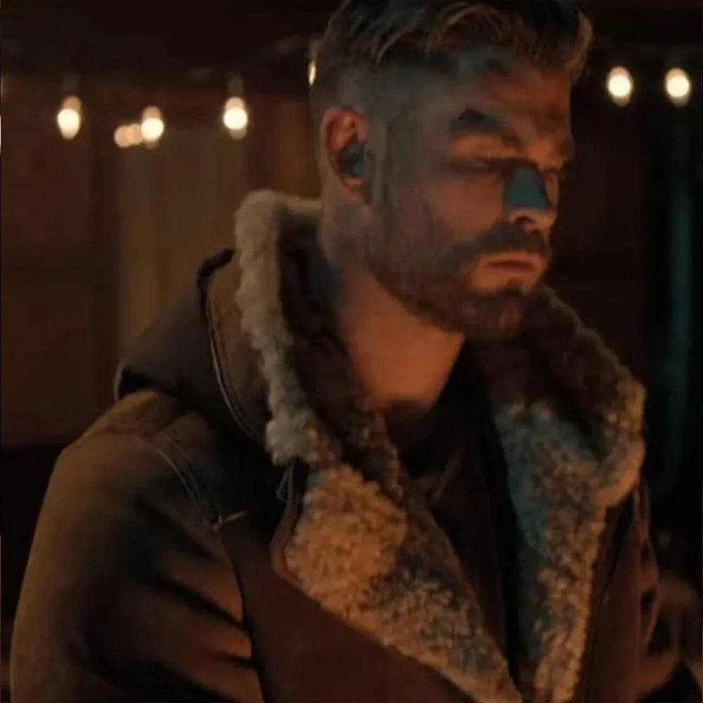 Chris Hemsworth Extraction 2 Shearling Suede Jacket