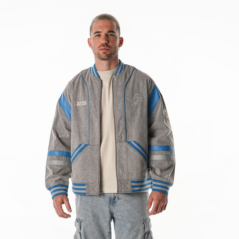 Unisex The Wild Collective Gray Detroit Lions Oversized Retro Full-Zip Jacket - Jackets - ["Detroit Lions Jacket","Detroit Lions Jackets","Detroit Lions Oversized Jacket","Unisex The Wild Collective Gray Detroit Lions Oversized Retro Full-Zip Jacket","Unisex The Wild Collective Gray Detroit Lions Oversized Retro Jacket"]