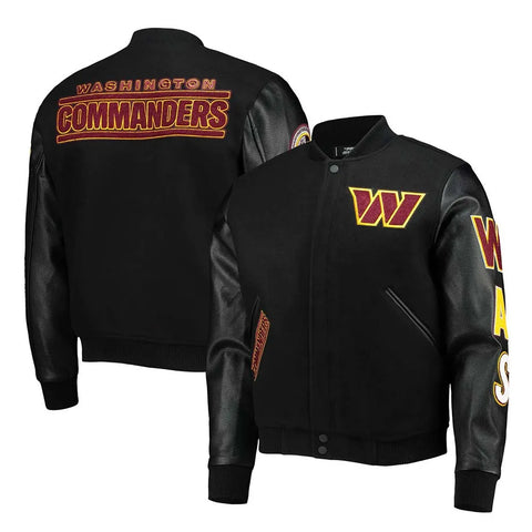 Washington Commanders Black Letterman Jacket