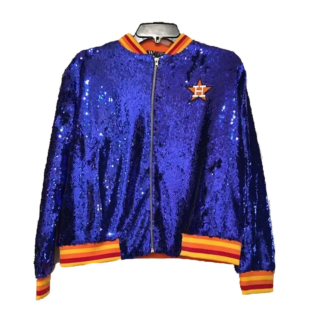 Bomber Houston Astros Sequin Blue Jacket - JnJ Jackets